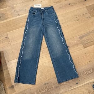 SASHA THERESE Blue Jeans with cutout design size XXS stretchy, could fit a S